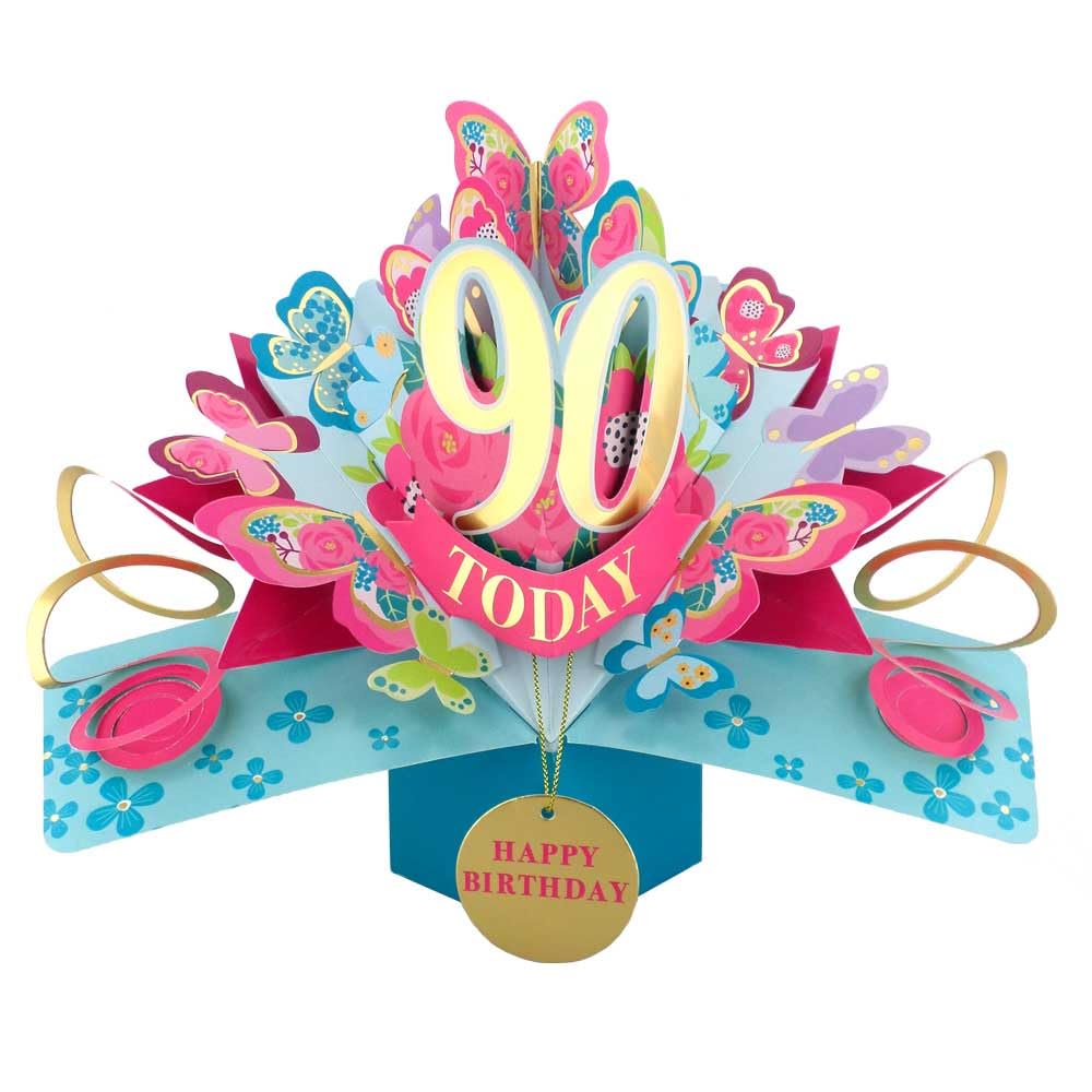 90 Today Happy 90th Birthday Pop-Up Greeting Card Love Kate's Pop Up Cards Her Design POP236MC90 — image 1