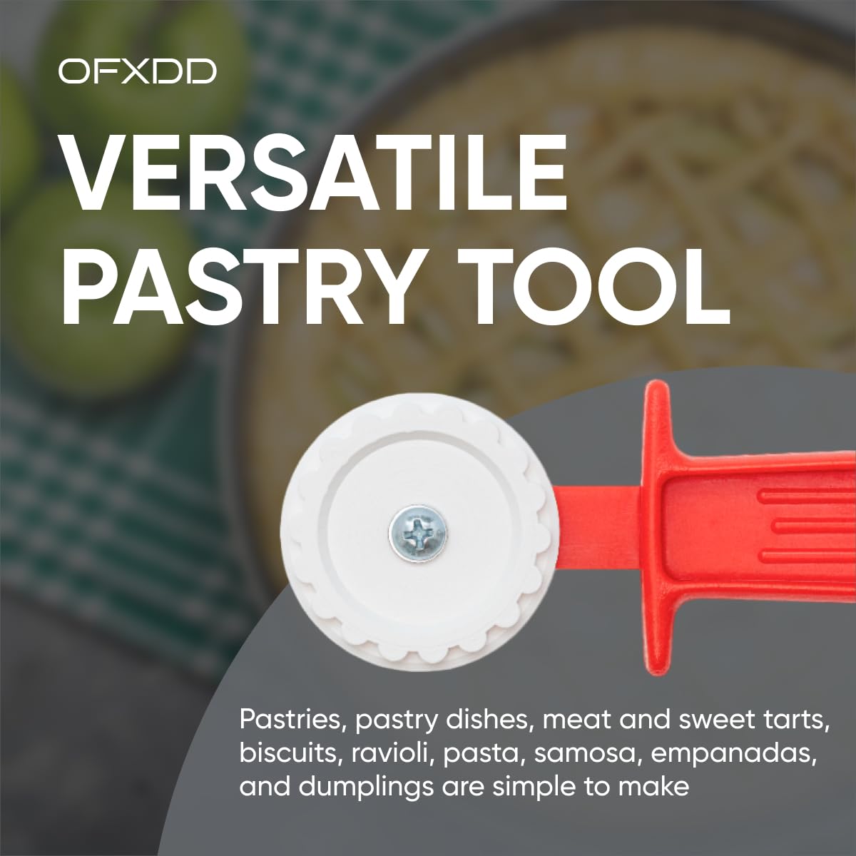 Rueda cortadora de pasta – Cortador de masa – Rueda de repostería estriada de plástico – Herramienta de rodillo para pasta, raviolis con mango de plástico, 2 unidades, OFXDD