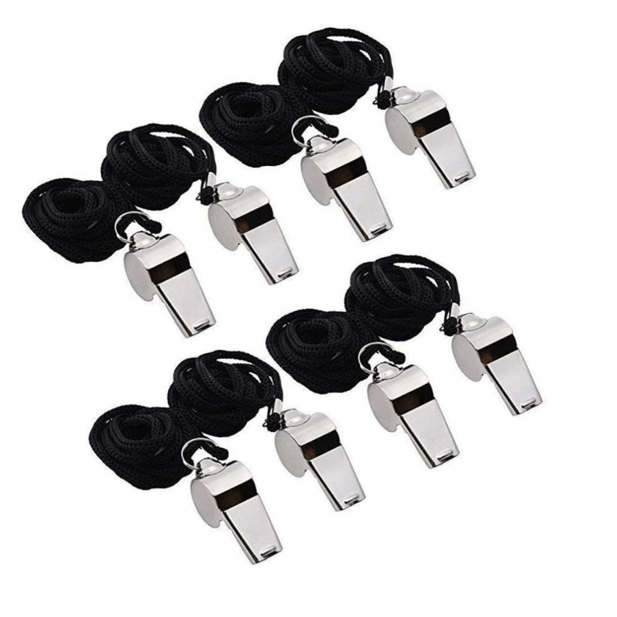 OSOLADY 2Pcs Referee Whistles with Lanyard Loud Safety Whistle for and Officials Durable Metal Whistle with Strap for Sports Events and Outdoor