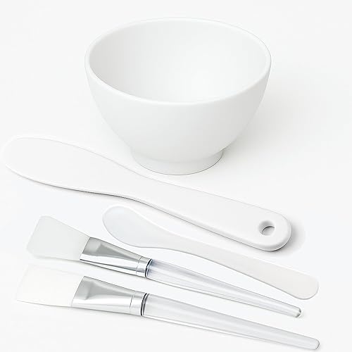Vista 20 de APPEARUS Juego de 6 tazones de mezcla de máscara facial de silicona, 1 cuenco, cepillos y espátulas, de grado alimenticio, resistente al calor
