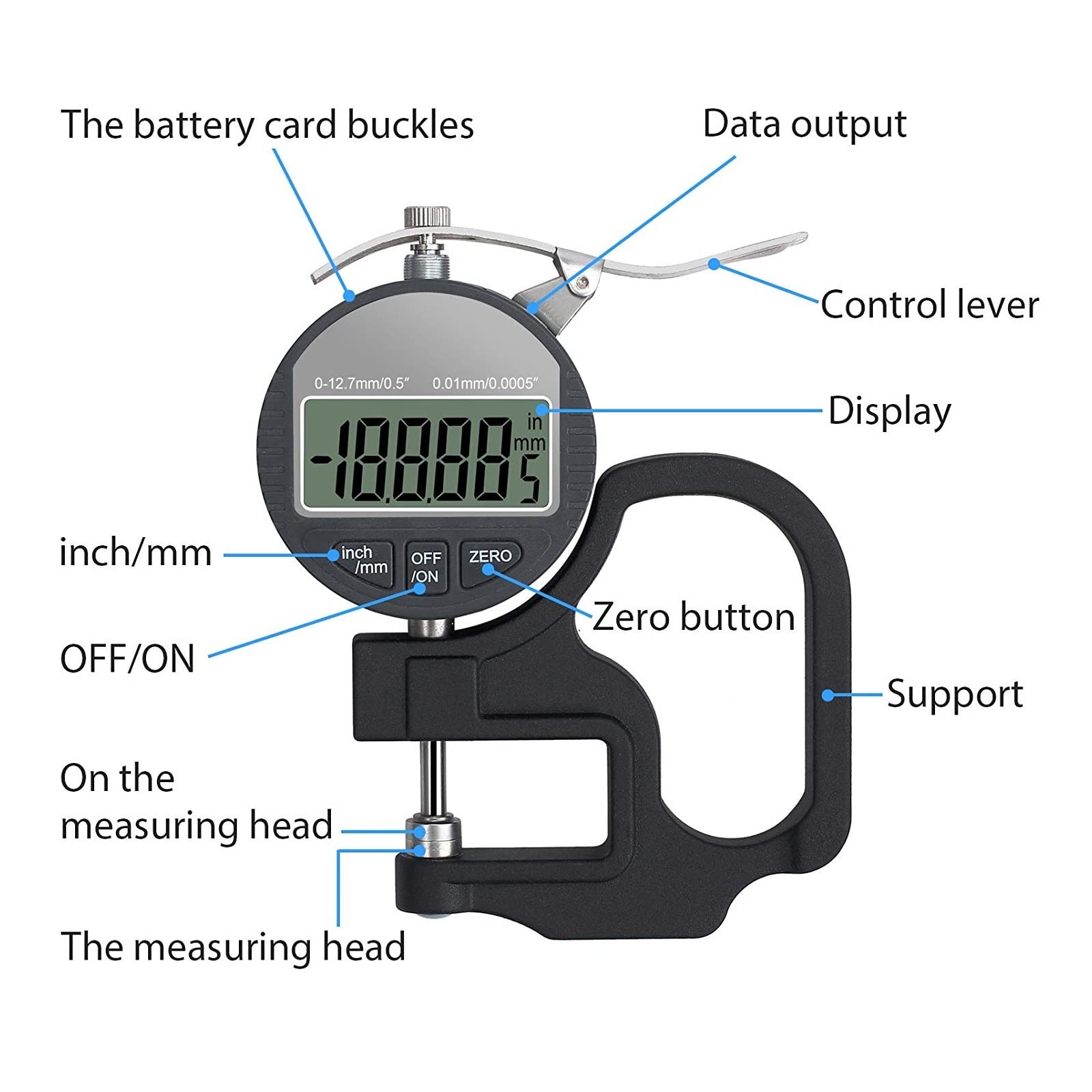 Mikrometer-Set, 0,01 mm /,001 elektronische Dicke von 12,7 25,4 digitaler Mikrometermikrometermarkermikrometro -Dicke Tester für Heimwerker/Haushalt(0-25.4mm 0.01mm)