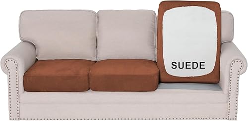 Miniatura 11 de H.VERSAILTEX Fundas de cojín individuales elásticas para sofá, fundas de cojín de gamuza suave, funda lavable para sofá modular (funda de sofá de 3