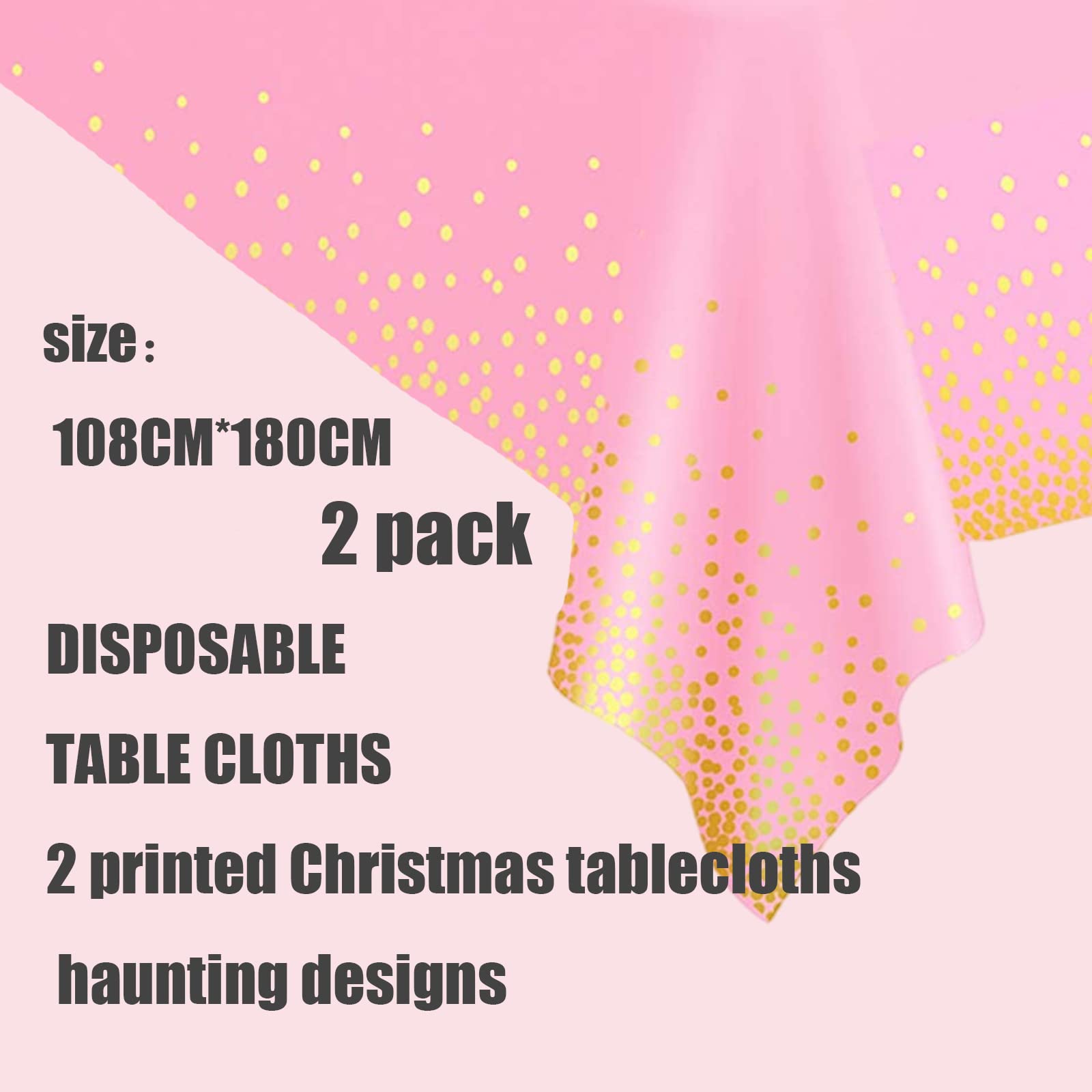 2 tovaglie rettangolari, rosa, a pois, 137 x 274 cm, in plastica, impermeabile, resistente all'olio, per feste, picnic, compleanni, matrimoni