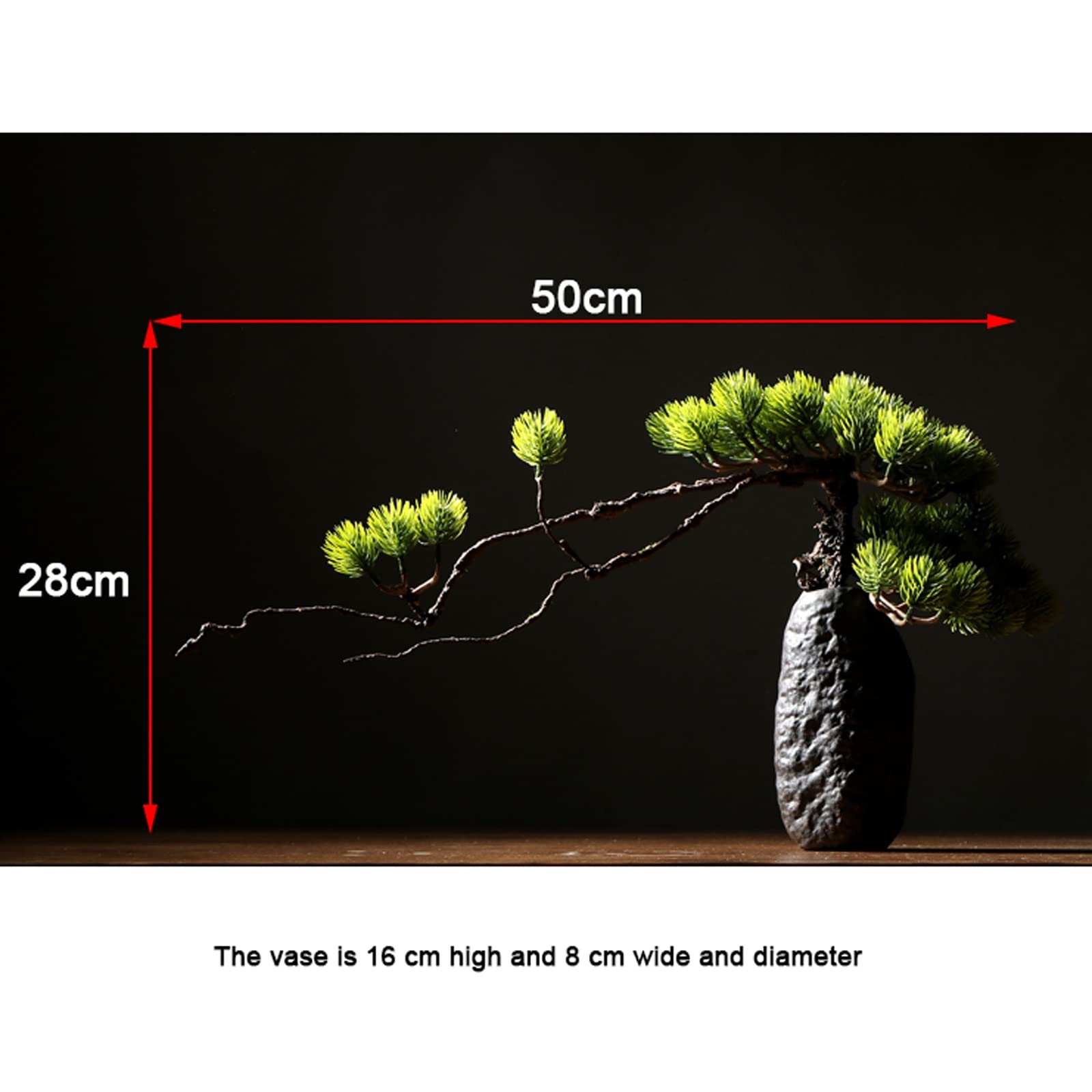 Árbol bonsái artificial Bonsái artificial, árbol de arce rojo, plantas de imitación con jarrón de piedra, árbol de imitación, decoración de escritorio, flores falsas for mesa de hogar, escritorio de o