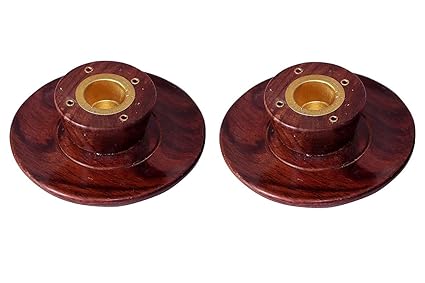 Jtku Handicraft01 Wooden Round Shaped Incense Stick Holder Cum Dhoop Holder//Agarbatti Stand Set of 2 Diwali Gift