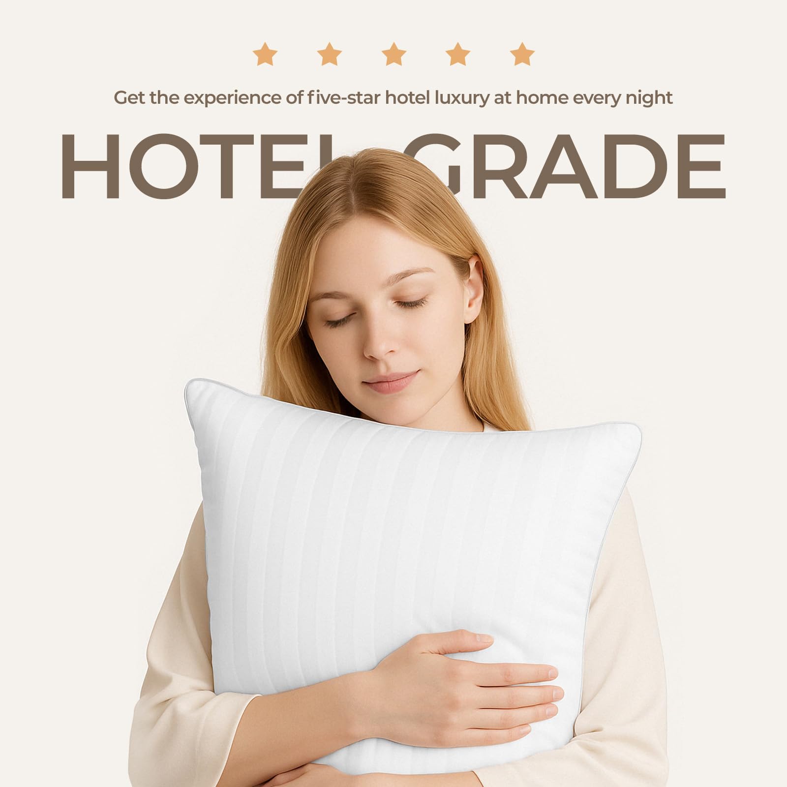 poduszki standardowy rozmiar zestaw 2 (biały pasek), chłodząca jakość hotelowa, poduszka klinowa na plecy, brzuch lub osoby śpiące na boku, 50 x 61 cm