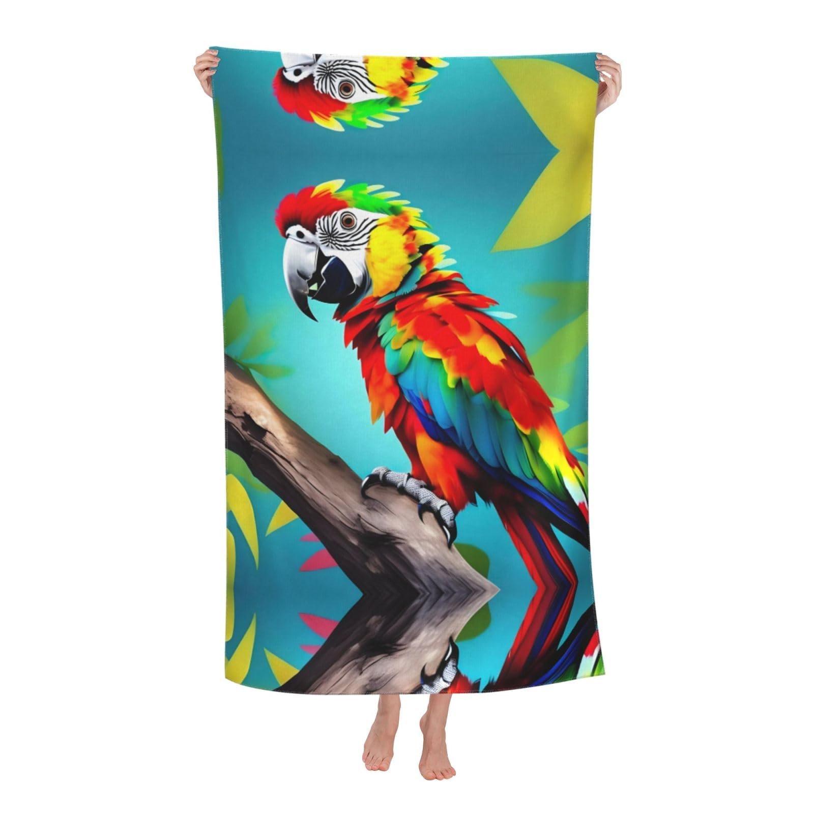 KPXXAQT Parrots On Tree Print Oversized Adult Beach Towel Quick-Dry Travel Swimming Camping Outdoor Adventures