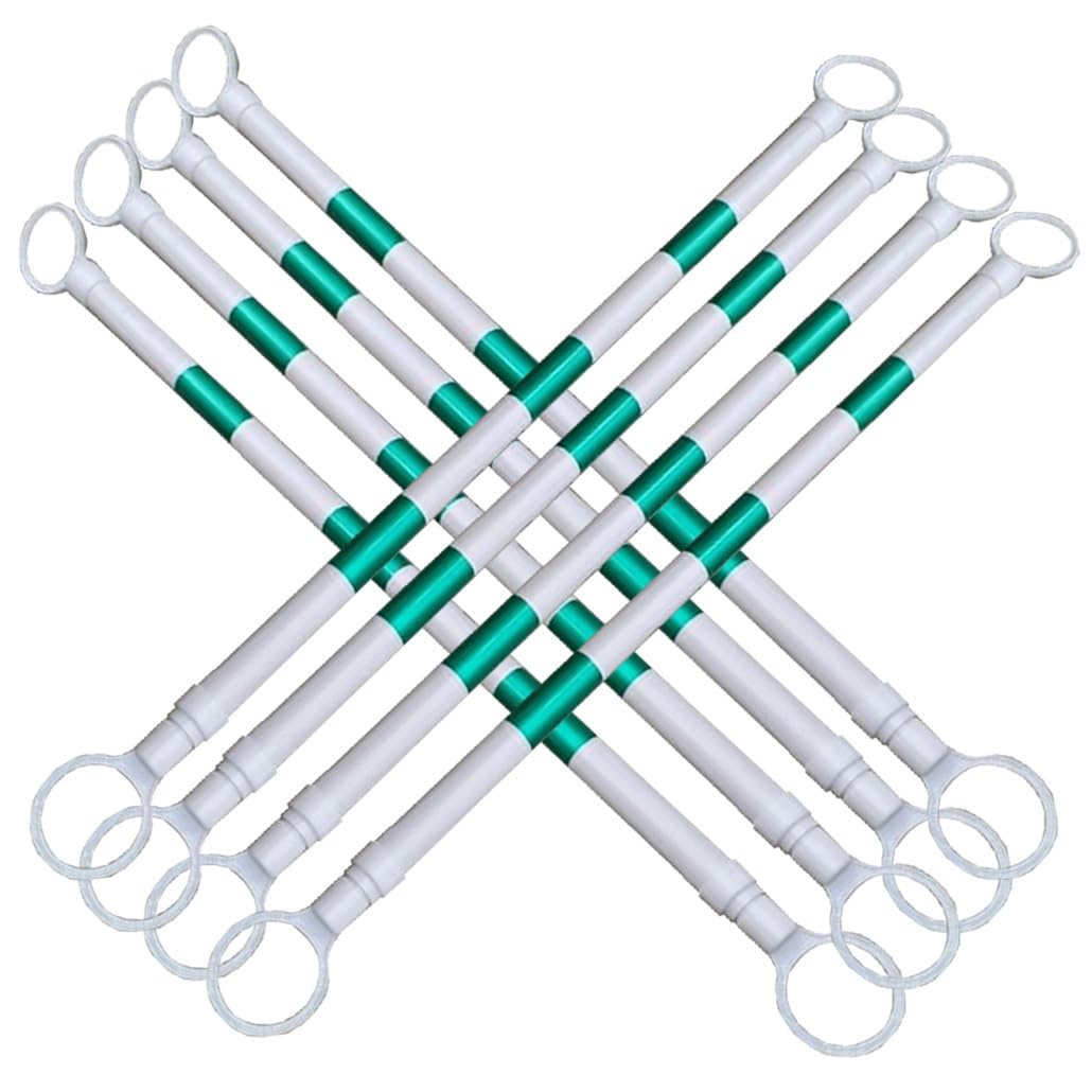 12 Barras telescópicas para Conos de tráfico - Postes de extensión de Barrera de Seguridad Ajustables de 1,6 a 3 Metros con Cinta Reflectante Azul y Blanca - Kit de Seguridad Vial Verde y bl