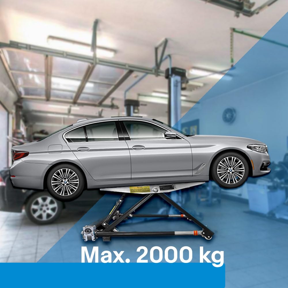 BITUXX Kipphebebühne Mobile Werkstatt Hebebühne Wagenheber Kurzhub PKW Lift bis 2000 kg 2T Schwarz