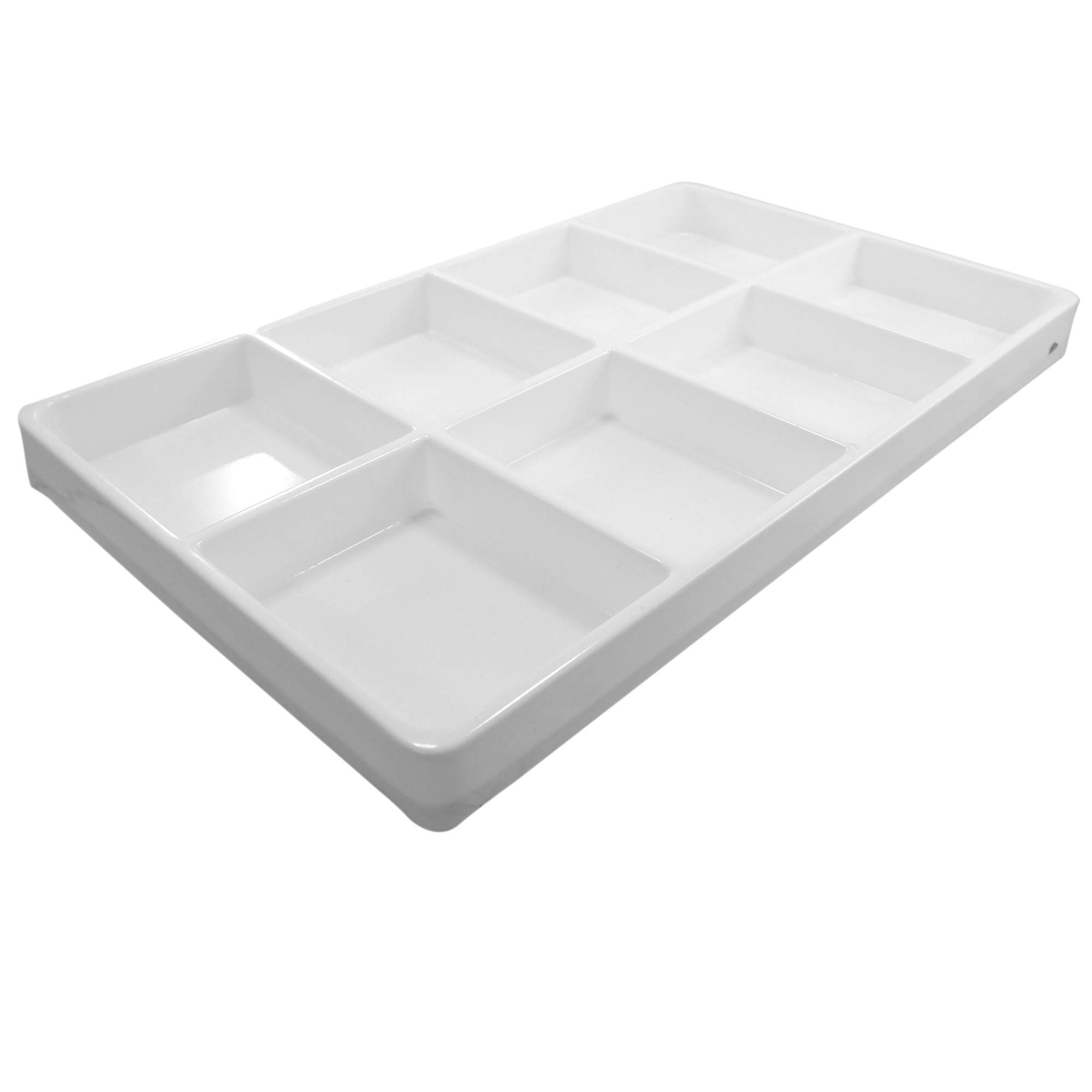 N'icePackaging - Bandeja de plástico blanco con 8 compartimentos para almacenamiento, organización, exhibición, ventas, apilamiento, clasificación, varios tamaños