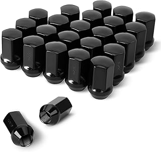 KSP M14x1.5 Lug Nuts Black, 14mmx1.5 OEM/Stock Lug Nuts for Chevy Silverado GMC Sierra Dodge Chrysler, Black Chrome Lug Nuts for Factory Aluminum Wheels Hex 22mm 60 Degree Conical/Cone Seat 24PCS
