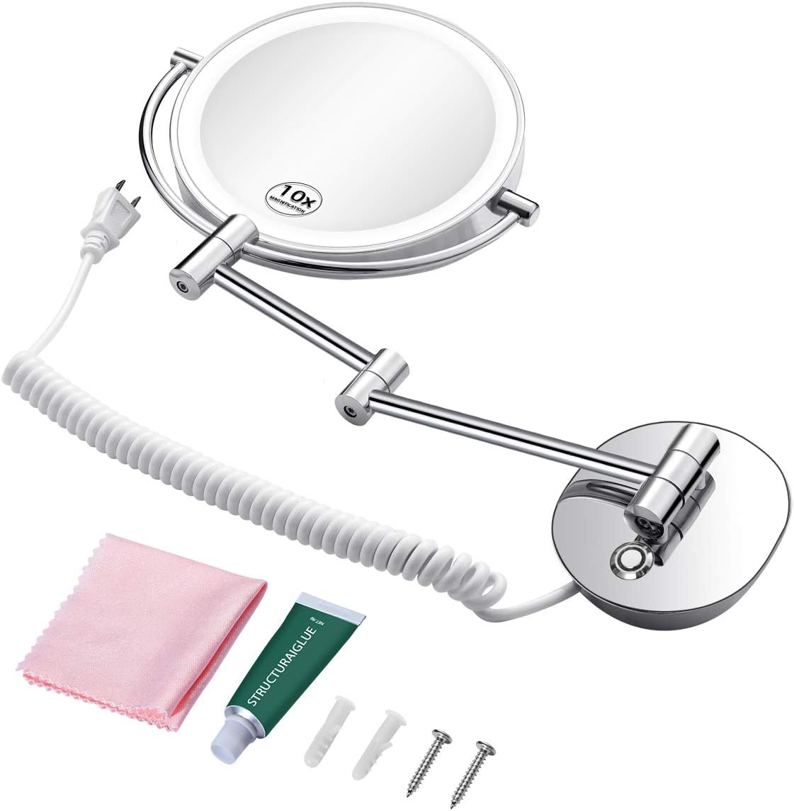 Exclusive Discount 70% Price KEDSUM 8'' Wall Mount Makeup Mirror, 1/10X Magnifying Mirror，Two-Sided Swivel Extendable Bathroom Mirror with Magnification, 11.5-Inch Extension, Chrome Finish
