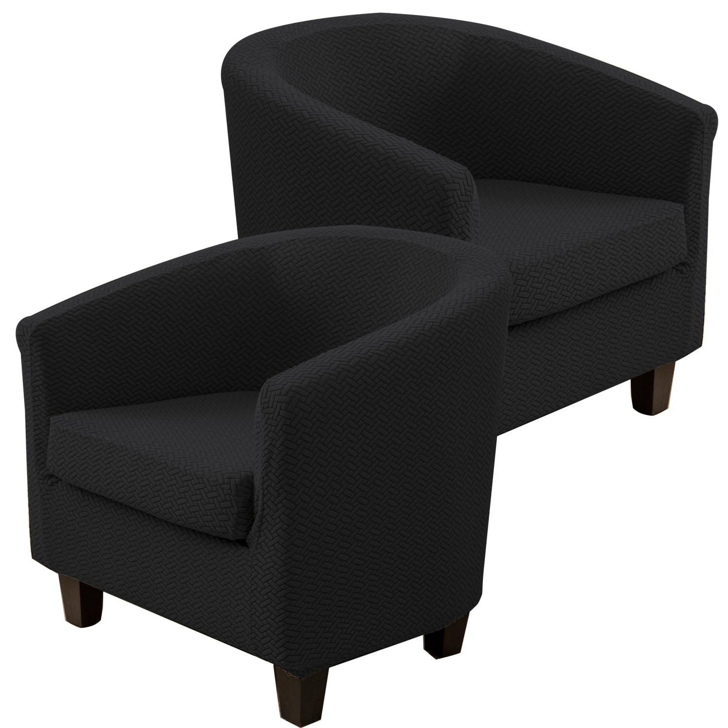 Copripoltrona da tiro, 2 Pezzi, monocromatici, Elasticizzati, per Sala da Pranzo, Soggiorno, Ufficio, Reception (Nero)