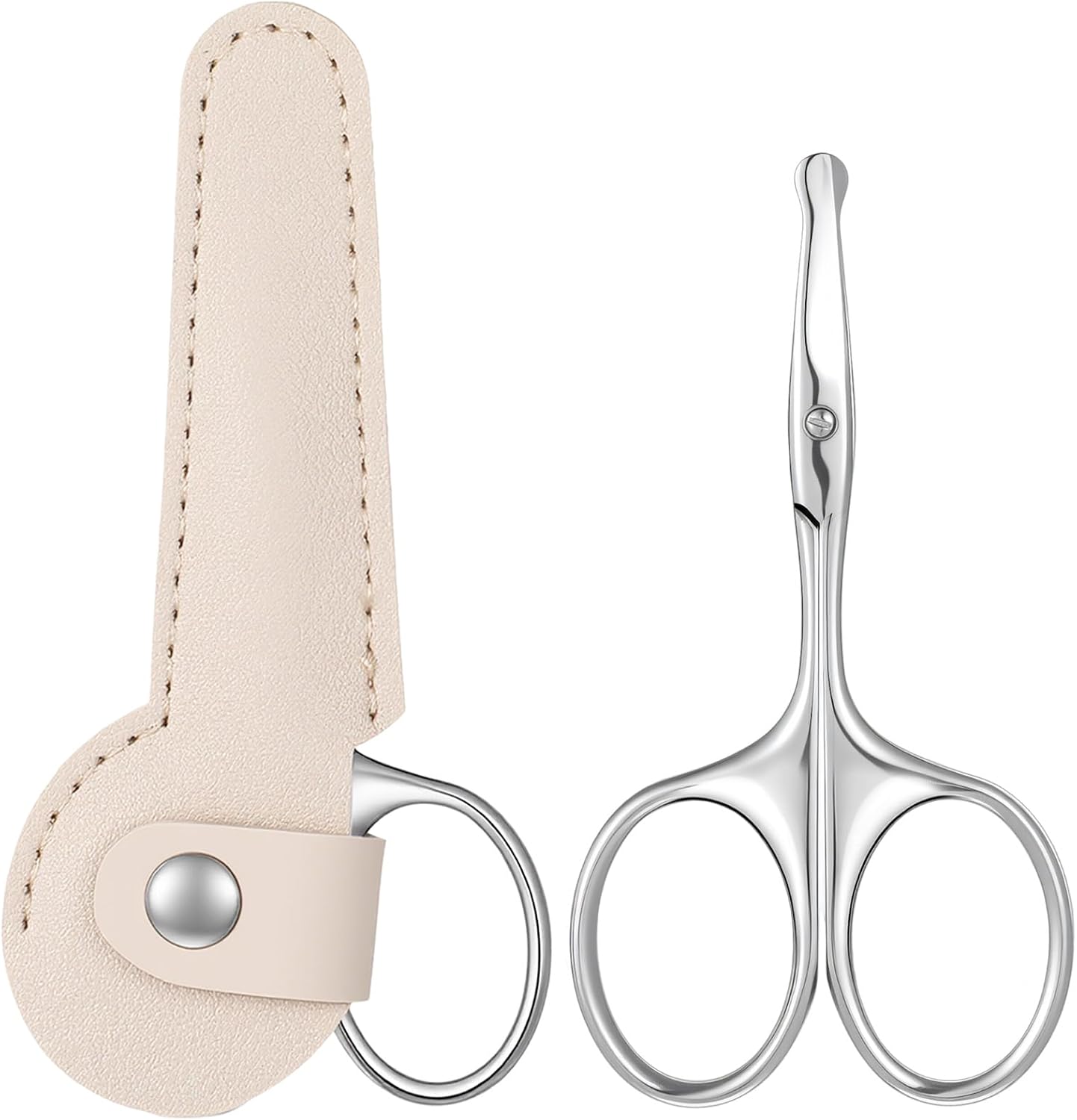 Eyebrow Scissors, Stainless Steel, 3.75", Silver | Round Tip Safe, For Nose Hair, For Pubic Hair, For Eyebrow, Lash, Mustache, Mini Scissors for Women