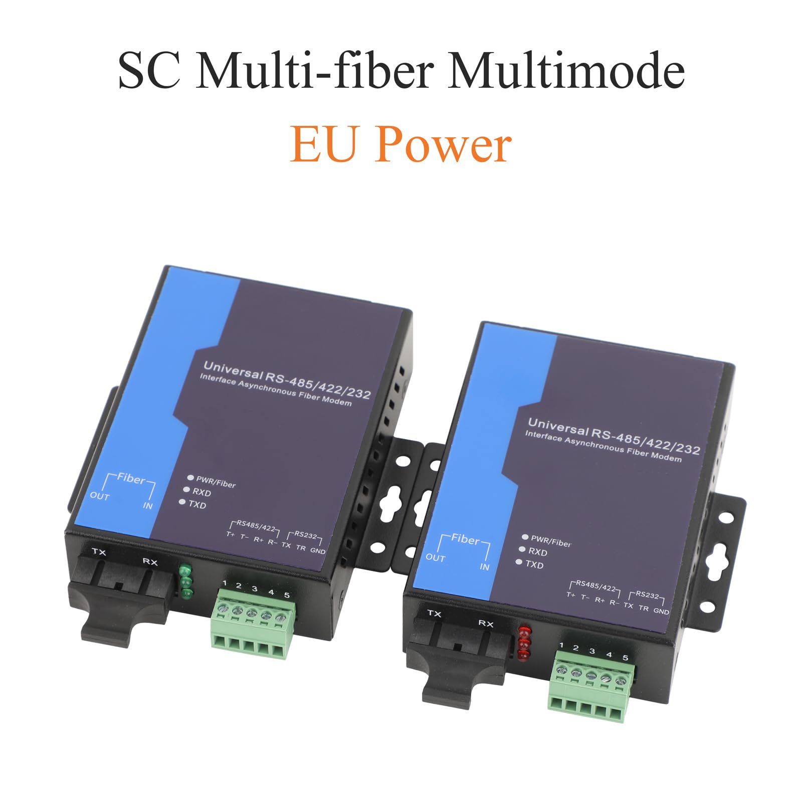 1 Paar RS485-Daten-Optik-Transceiver, 1-Weg bidirektional, SC/FC, 2–20 km (Multimode/Singlemode), DB9/Industrieterminal, für industrielle Steuerung (SC,Dual-Faser-Multimode,2KM)