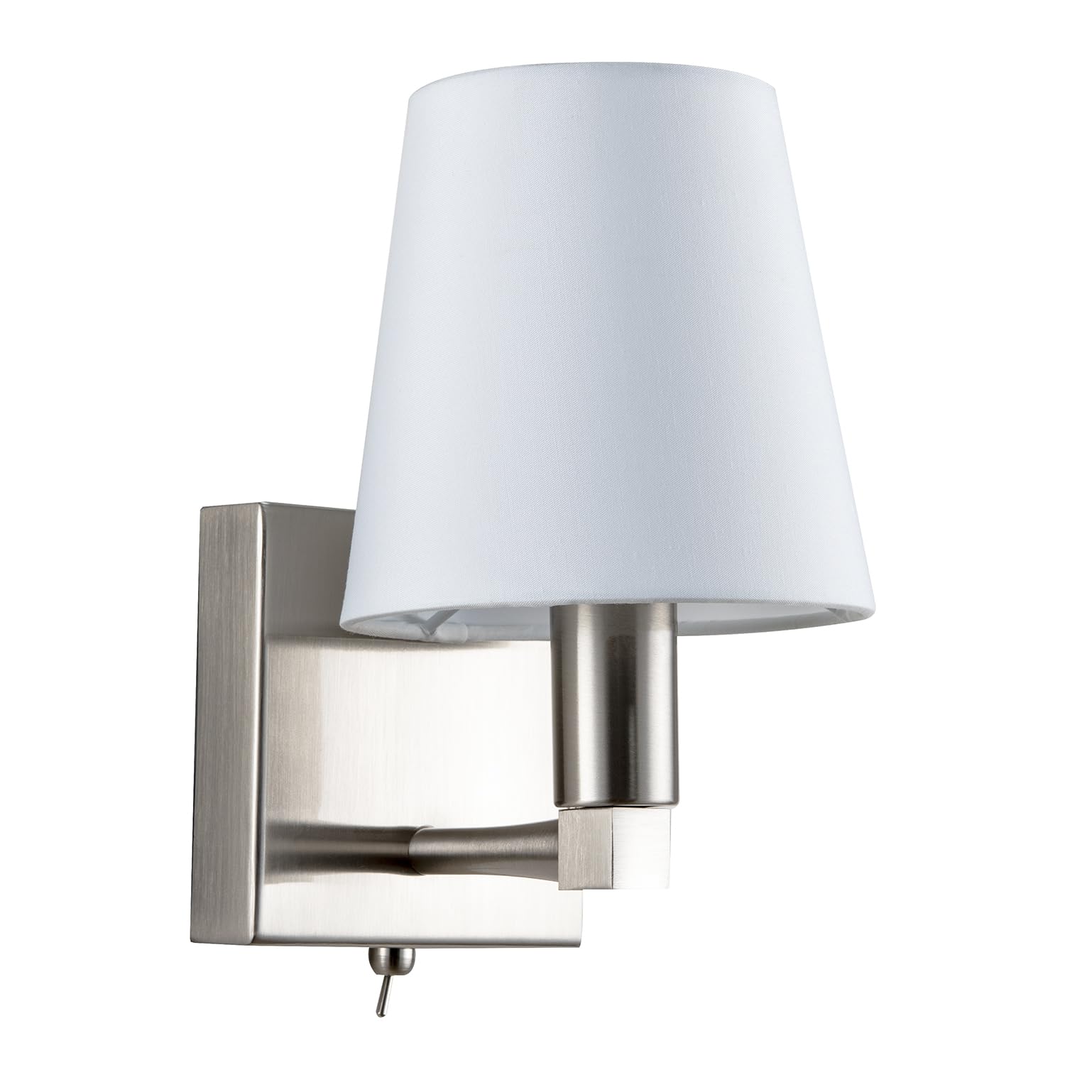 Happy Homewares Sleek Bedside Wall Light In Satin Nickel With Toggle Switch And Shade from B&Q
