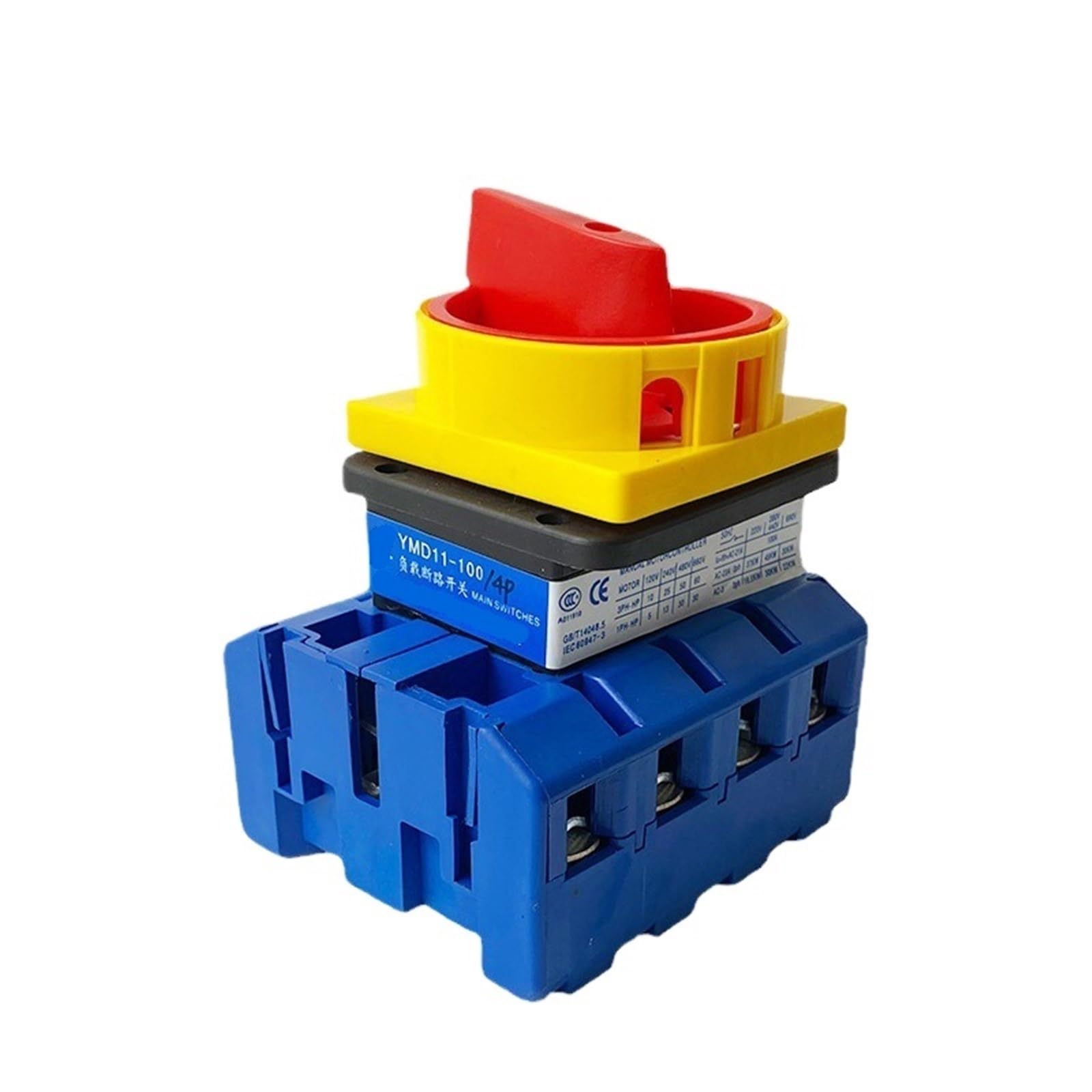 Interruptor aislador de bloqueo con Panel de candado, 100A, 4 polos, 2 posiciones, interruptores de leva giratorios de cambio de encendido y apagado, YMD11-100A/4P, 1 Uds.