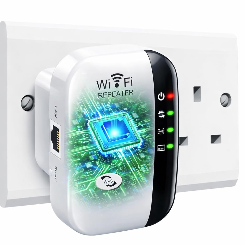 WiFi Booster, WiFi Extender, WiFi Repeater, Covers Up to 5500 Sq.ft and 50 Devices, Internet Booster - with Ethernet Port, Quick Setup, Home Wireless Signal Booste-White