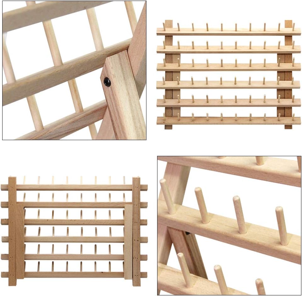 SAND MINE Wooden Thread Rack Sewing and Embroidery Thread Holder, 60 Spools