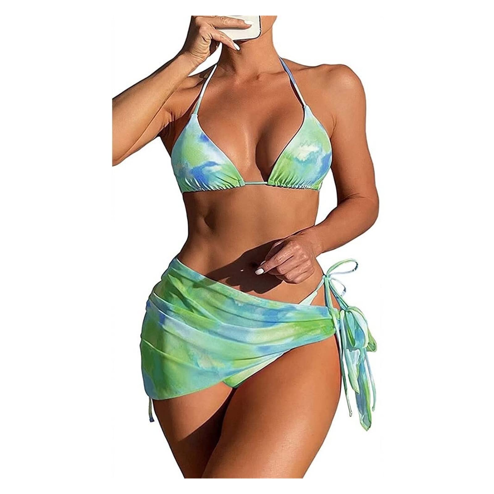 Bikini Da Donna Set 3 Pezzi Costume Da Bagno Camicetta Con Stampa Floreale Costume Da Bagno Con Spacco In Vita Costume Da Bagno Tankini Abbigliamento Da Spiaggia Costumi da Bagno ( Color : B , Size :