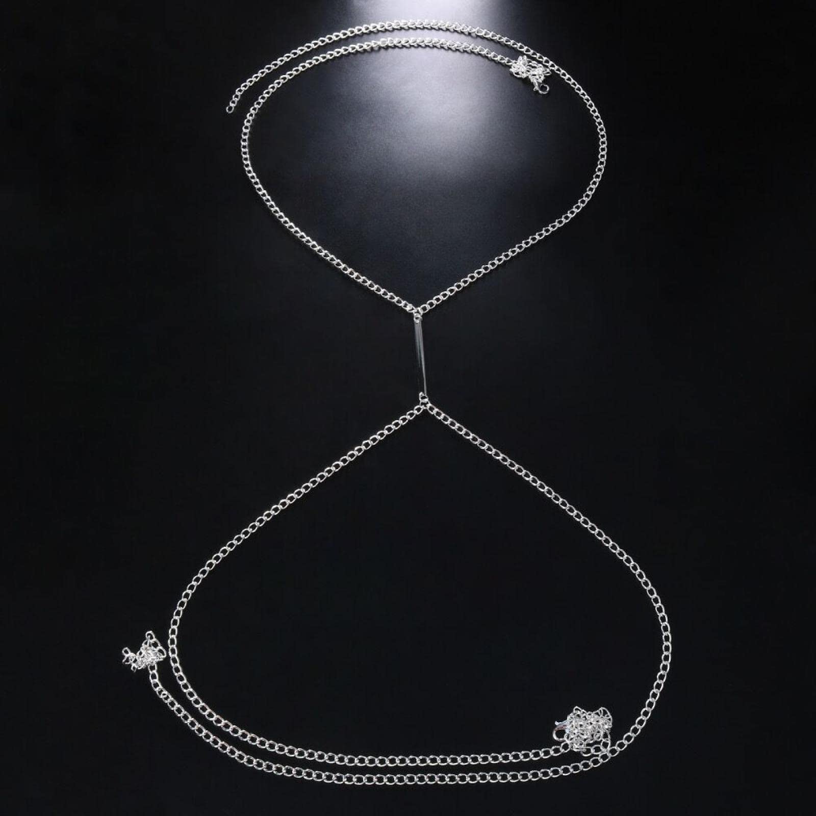 RWRAPS Körperketten Zubehör Geschirr Körperkette Sexy Metallbrust für Frauen Geschenk Körperschmuck Halskette BH-Kette Bikini Strandgeometrie (2) (2) (1)