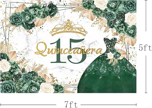Miniatura 3 de MEHOFOND Telón de fondo bohemio floral de quinceañera 15 cumpleaños para niñas rosa verde hierba de pampas mis quince anos decoraciones de fiesta de
