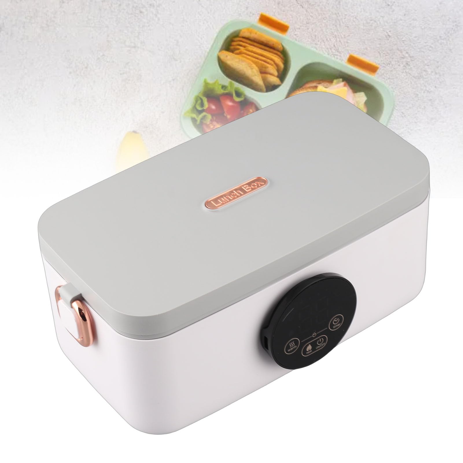 Portapranzo Elettrico, Portapranzo Riscaldato Senza Fili da 1 Litro con 4 Impostazioni di Calore, Scaldavivande Portatile per Auto da Ufficio Campeggio Bambini Adulti, PP e Acciaio
