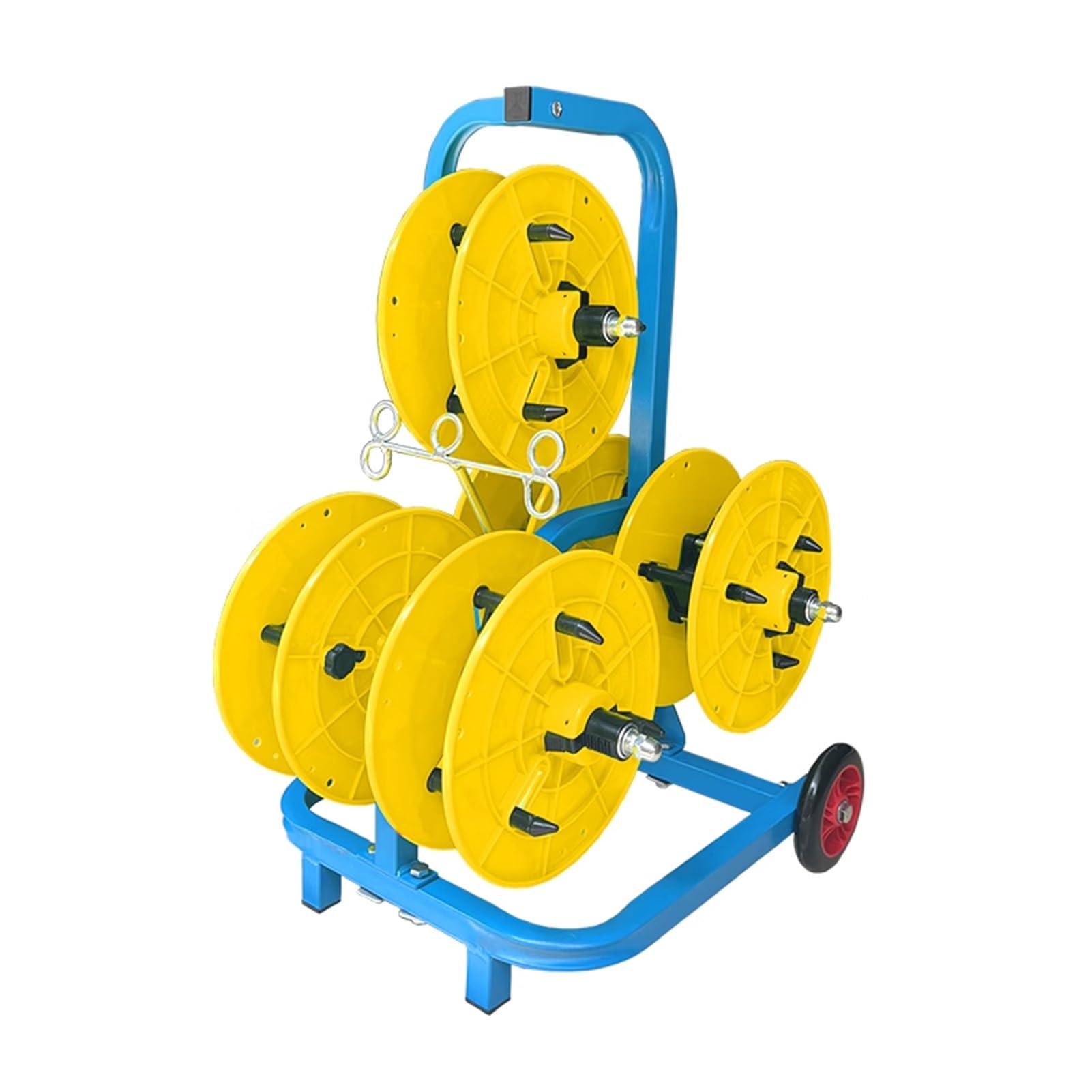 WDSOPK Wire Spool Rack with Wheels,5/6 Axle Cable Caddy,Wire Installer Spool Reel Holder,for Industrial and Retail Wire Pullers (Yellow 5 reel)