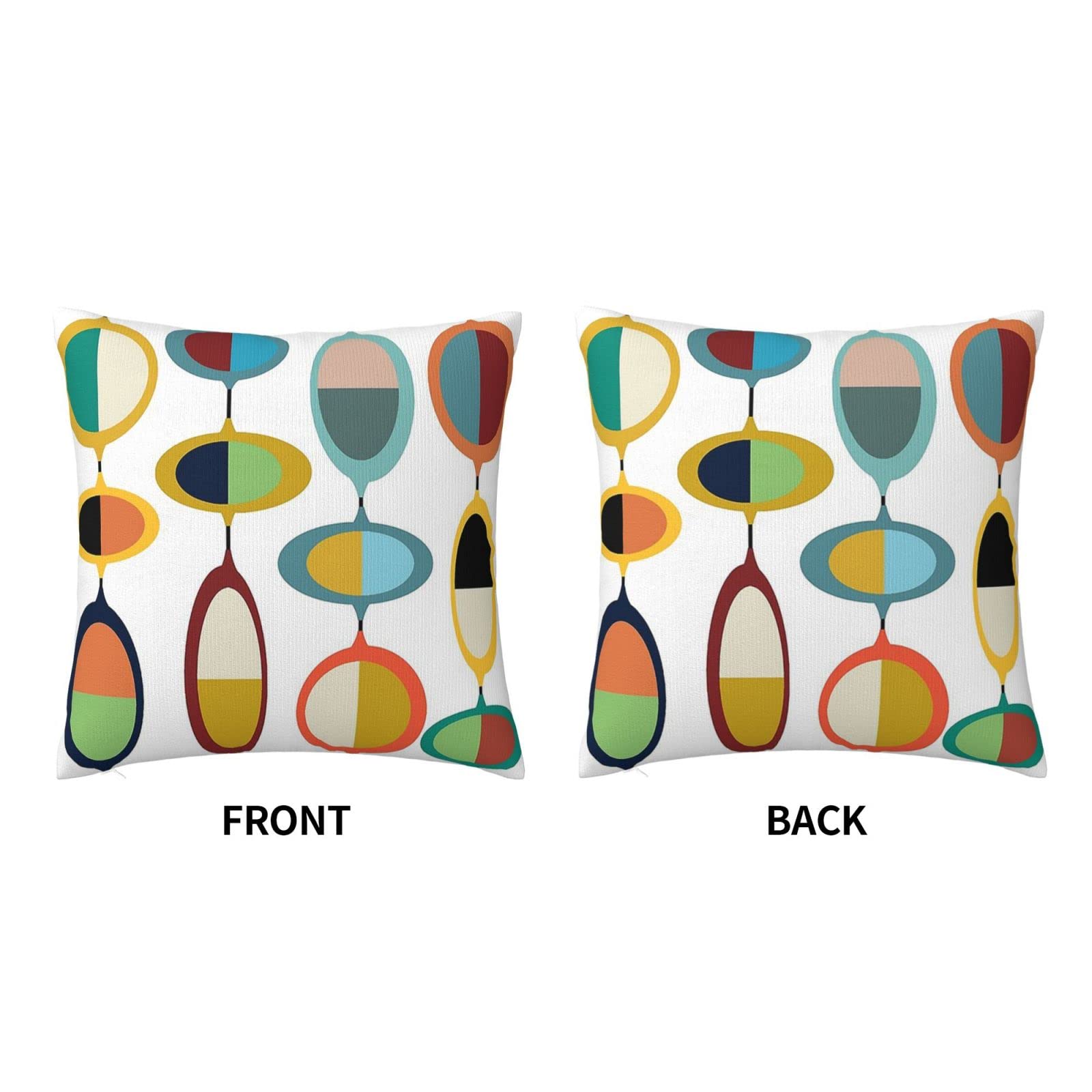 Funda de almohada cuadrada moderna de mediados de siglo, funda de almohada decorativa con auto, sofá, silla, cama y sala de estar, 18 x 18 pulgadas 2