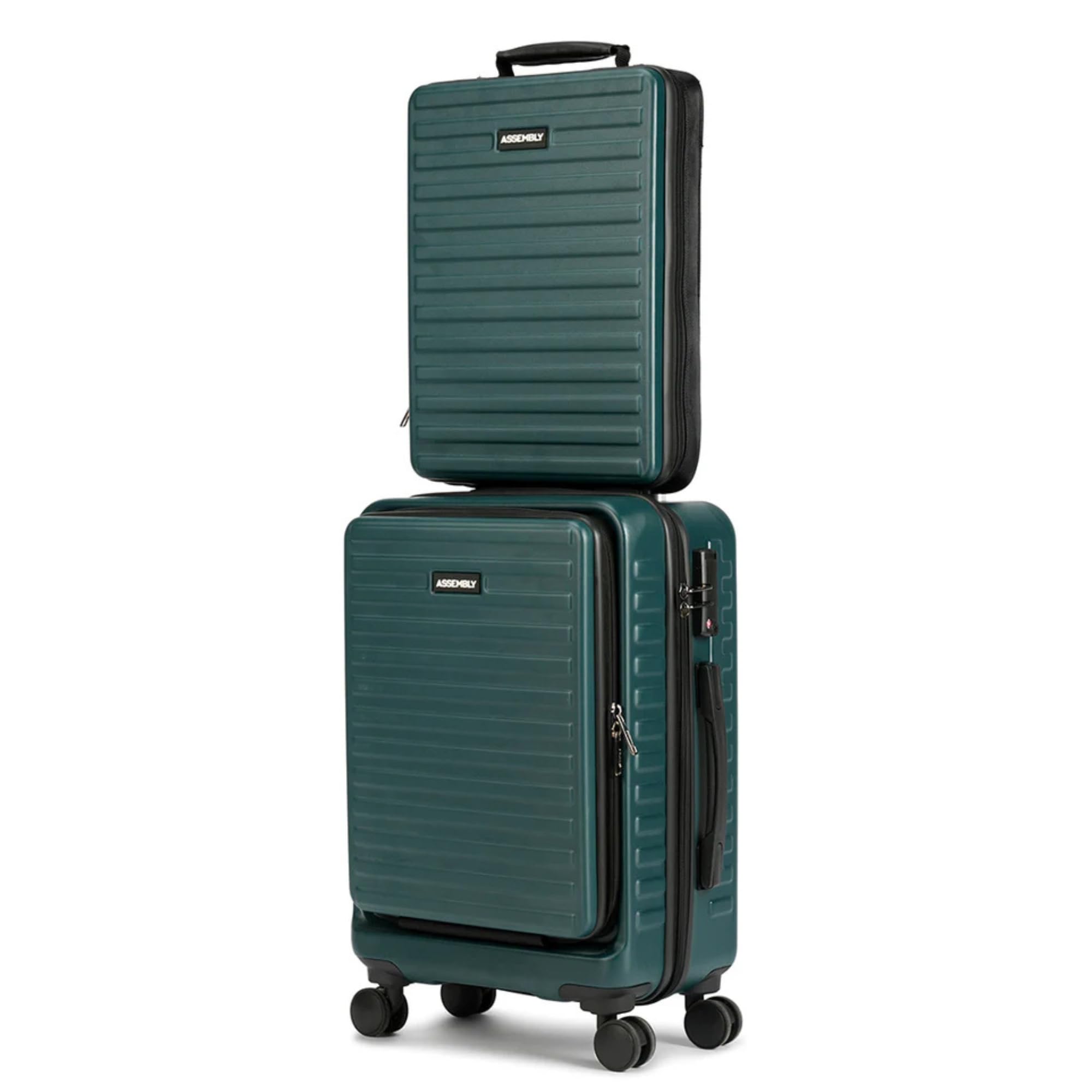 Premium Polycarbonate 8 Spinner Wheel Cabin Trolley Bag &Laptop Backpack Combo for Travel Fits Up to 15.6" Laptop with TSA Lock,50L Trolley +12L Unisex Backpack|StarkPro Edge-Green-image-30