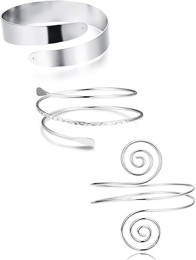 Set 6 Bracciali Da Braccio Regolabili - Boho A Spirale E Stratificati, Gioielli In Metallo Per Donne, Stile Turbolenza