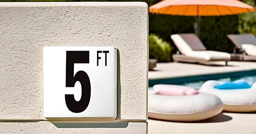 Miniatura 4 de Marcador de profundidad de cerámica para piscina con acabado liso, fuente de 5 pulgadas