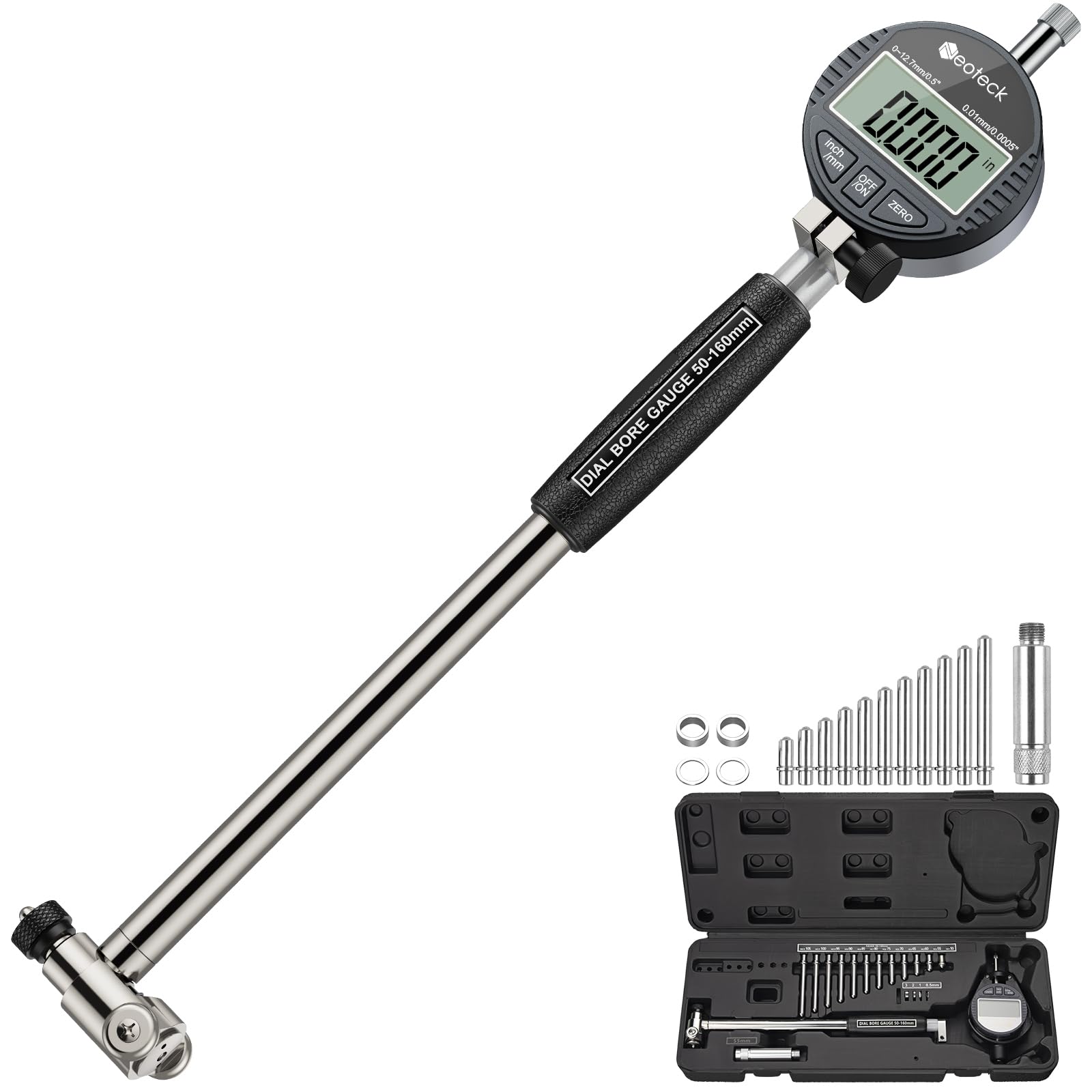 Neoteck Set Alesametro Digitale 50-160mm 0.01mm con 12 Testine Sostituibili