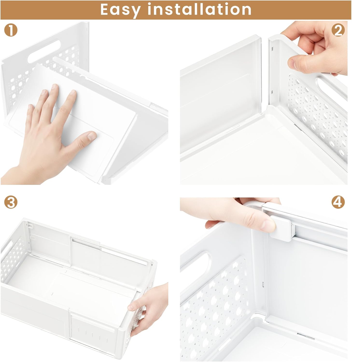 Closet Organizers and Storage, 2 Pack Stackable Storage Drawers, Plastic expandable Closet Storage Bins for Bathroom Kitchen Laundry Room Wardrobe Office.