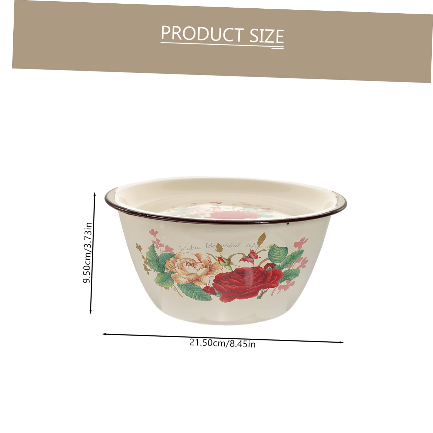 Cabilock 1 Set Vintage Enamel Basin with Lid Retro Storage Bowl for Lard Oil Mixing and Kitchen Use Traditional Chinese Style Capacity for Versatile Household Needs