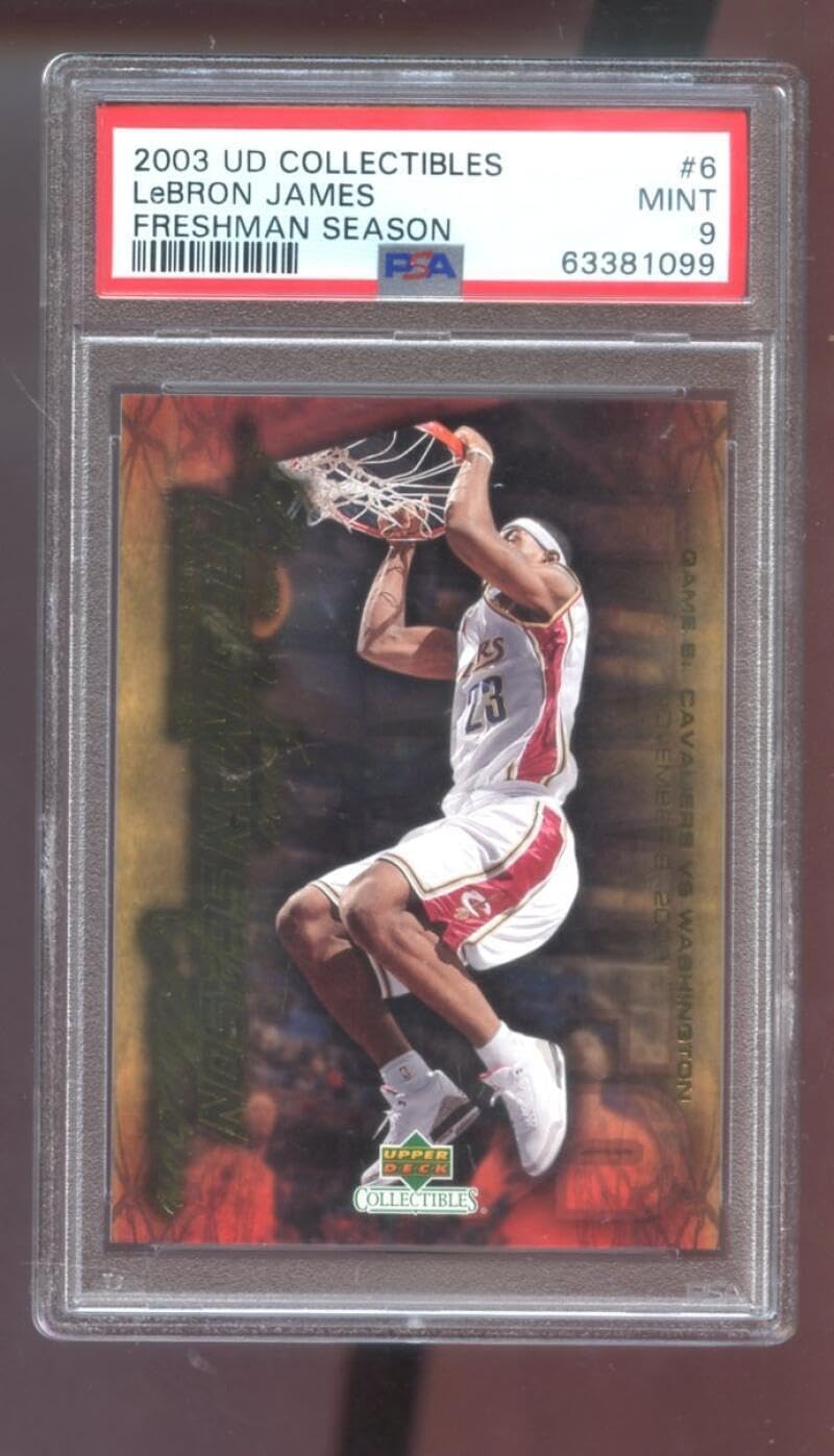 2003-04 UD Upper Deck 6 Lebron James Freshman Season ROOKIE RC PSA 9 Graded Card - Basketball Slabbed Rookie Cards