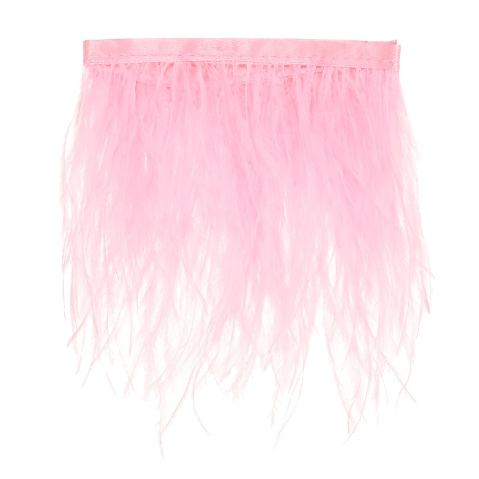 M METERXITY Ostrich Feather Trim Fringe, 1 Yards 4-6" Natural Fluffy Feather Trim for Crafting/DIY Sewing/Party Clothing/Wedding Dress Decoration/Dream Catcher [Pink]