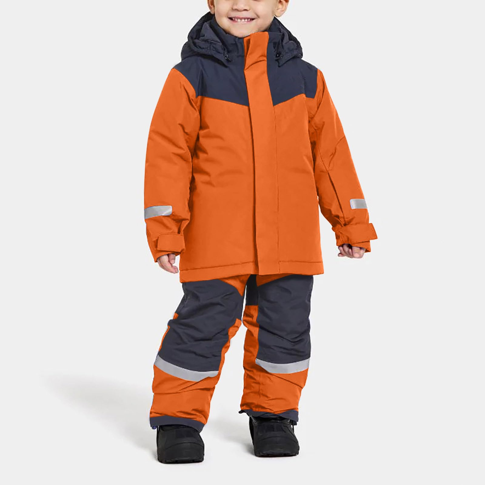 EMATOP Skianzug Kinder 2-Teilig Skijacke mit Kapuze + Skihose Schneeanzug | Zweiteiler Softshellanzug, Winddicht Wasserdicht Winteranzug, Sport Matschanzug Outfits, für Jungen Mädchen Outdoor