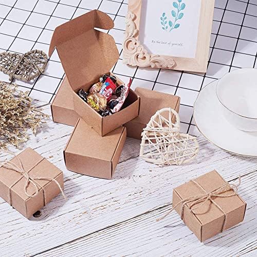 PandaHall Elite 60pcs Cube Gift Wrapping Kraft Paper Box Handmade Cardboard Soap Sweet Boxes for Earring Small Jewelry Crafting Wedding Birthday Party, 6.2x6.2x3.5cm/2.5x2.5x3.5inch