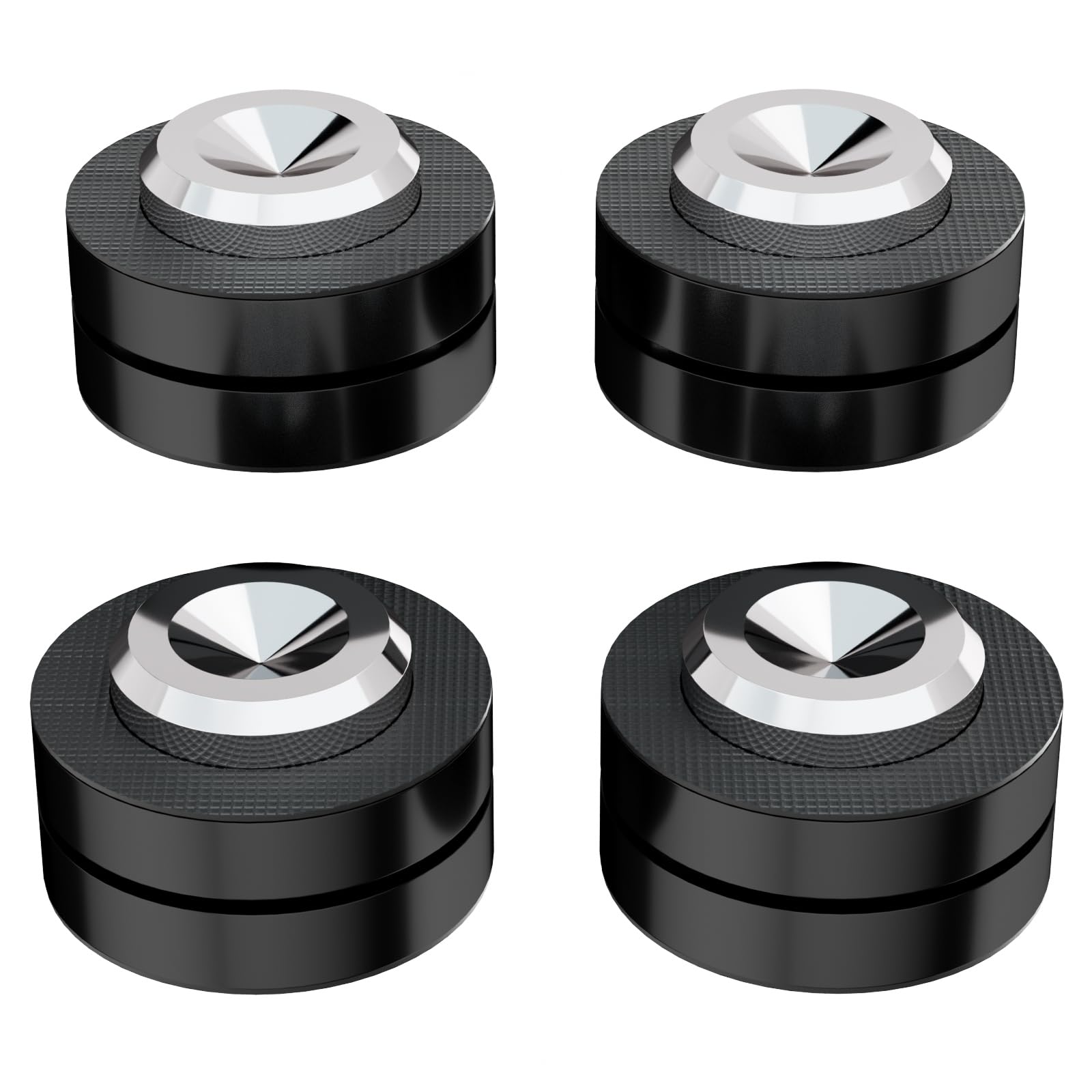 Monosaudio 4 St HiFi Lautsprecherständer Füße HiFi Spikes Pad Gerätefüße Aluminium Stoßdämpfer Isolationsfüße Absorber Füße HiFi Untersetzer für Verstärker Plattenspieler Subwoofer (Schwarz, SP2939)