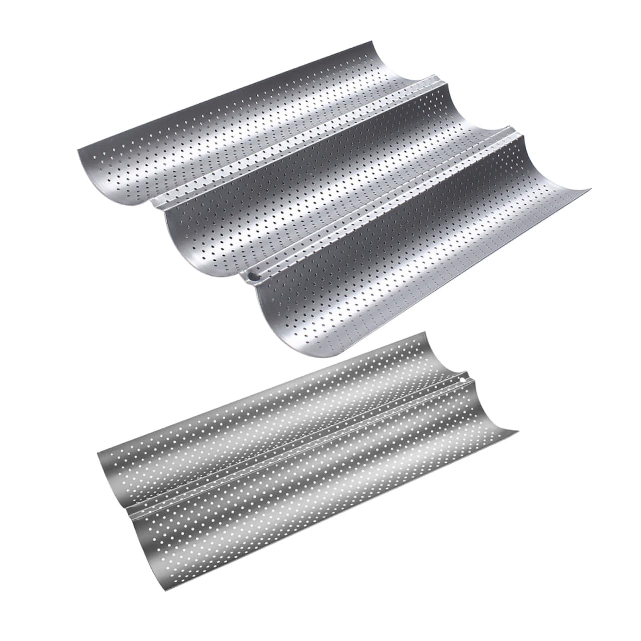 Moldes para Hornear Baguette de Acero Inoxidable Plata, 2 Piezas Superficie Lisa y Multiusos para Panadería y Tienda de Postres