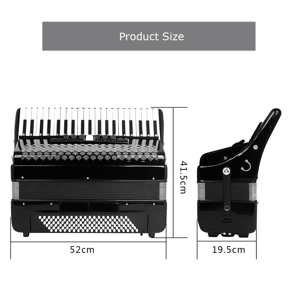 Akkordeon für Erwachsene, 120 Bässe, 41 Tasten, professionelle Tasteninstrumente, Akkordeon mit Riemen, Akkordeontasche, für Aufführung, Unterricht (Color : Black)