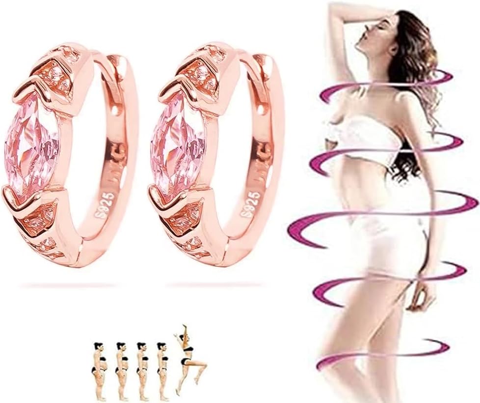LIUJUN Lymphatic Drainage Slimming Hoop Earrings - Titanium Ion Lymphvity Germanium Acupuncture Therapy Jewelry for Women Men