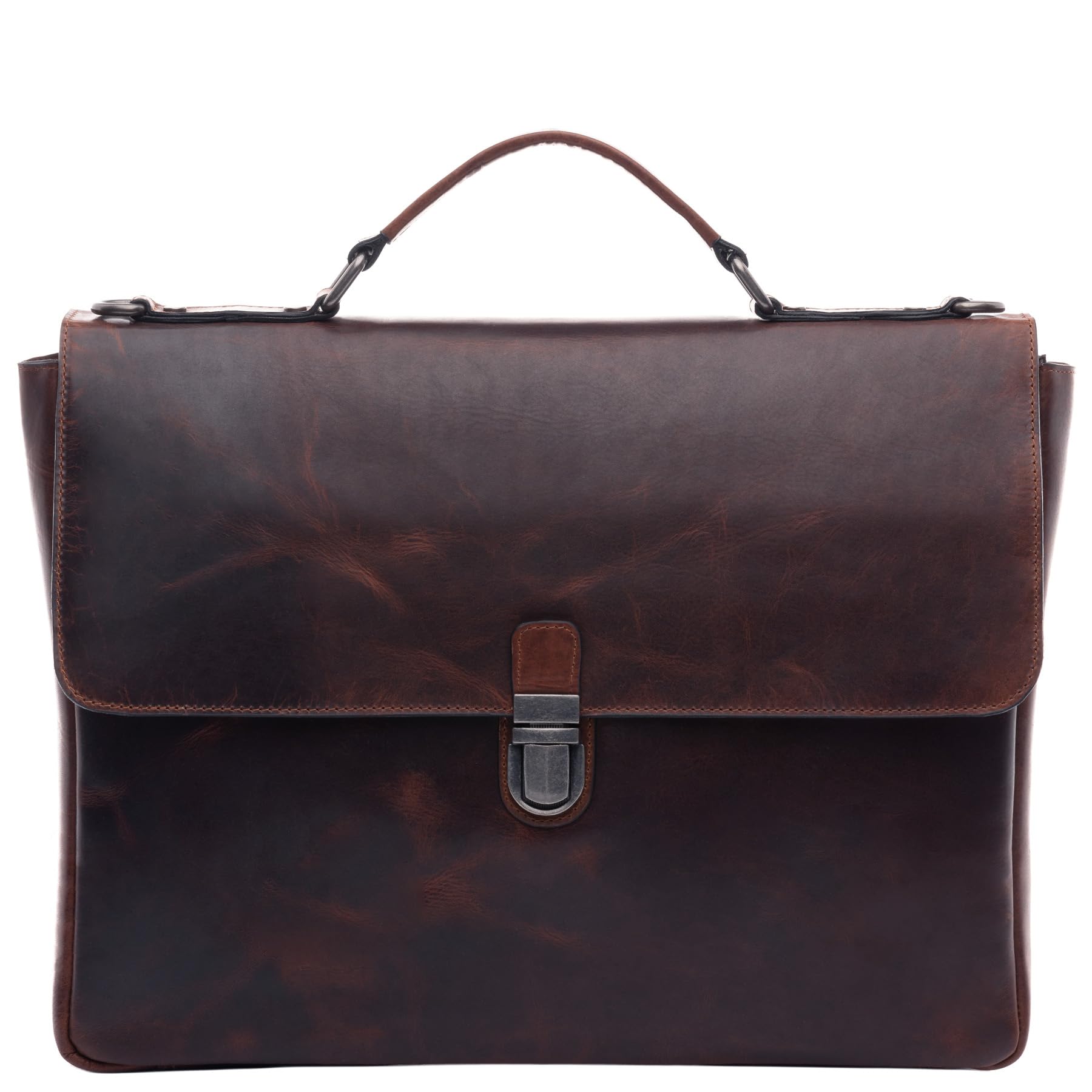 SID & VAIN große Aktentasche echt Leder - 15 Zoll Laptop Business-Tasche Adrian groß - Arbeitstasche Laptoptasche Herrentasche mit Laptop-Fach - Ledertasche Herren braun handgefertigt | Echtes Glattleder · Laptopfach 15 Zoll · Verstellbarer Schultergurt ·