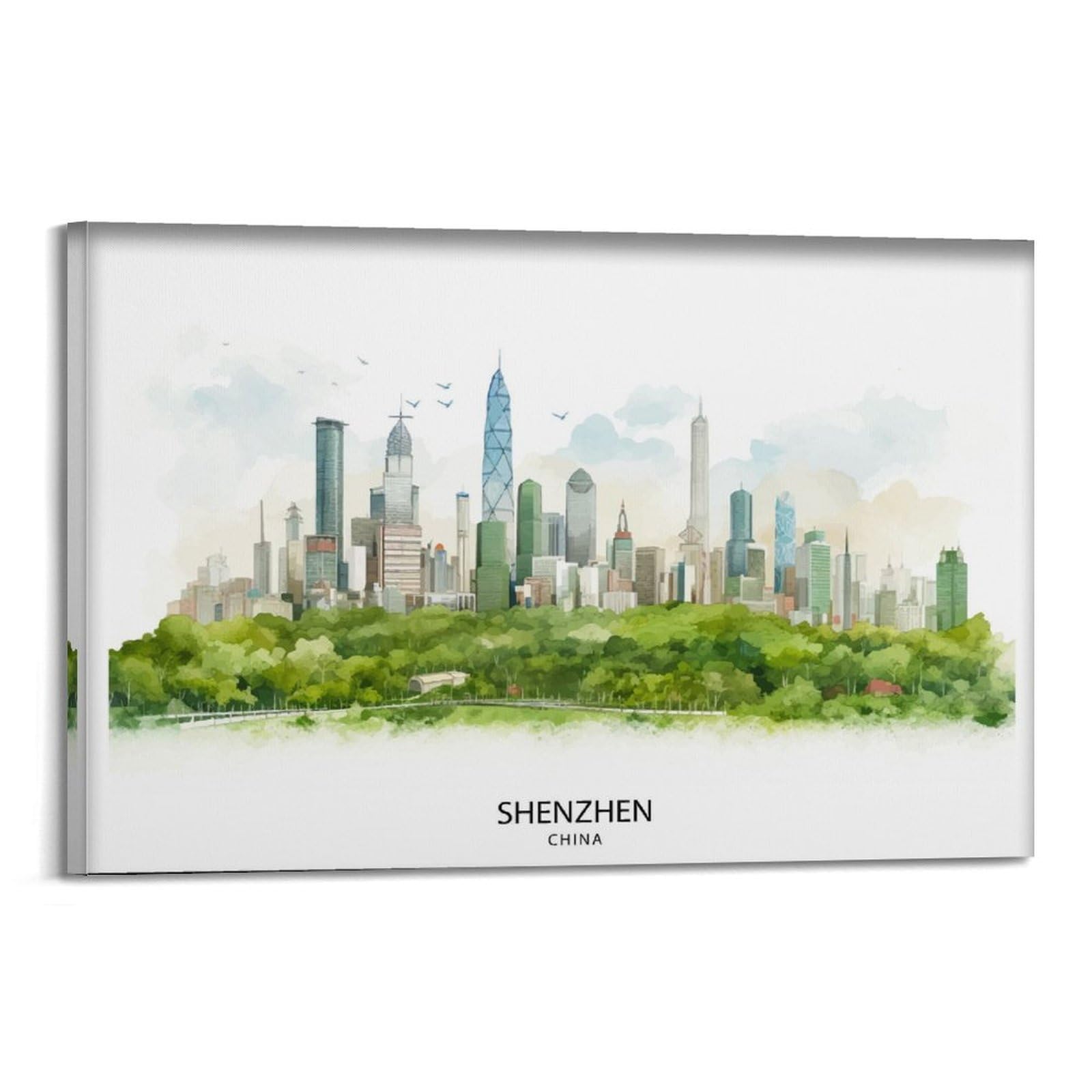Shenzhen China Modern Cityscape Futuristic Skyline Chinese Metropolis Urban Landscape_10 Canvas Poster Wall Art Prints Room Aesthetic Murals Bedroom And Living Decorations 16x24inch(40x60cm)