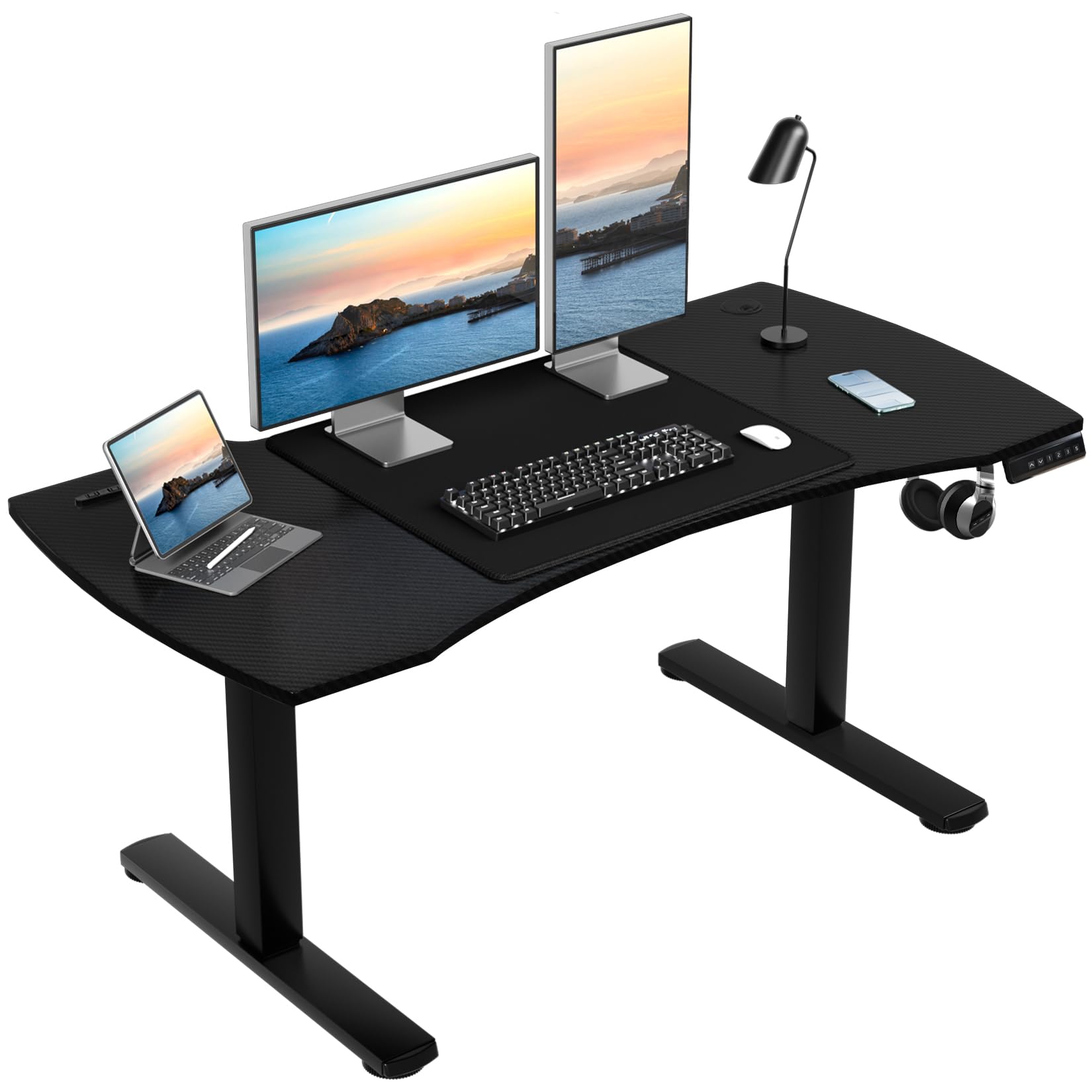 Amazon | Avocahom 【ゲーマー必見】電動昇降式 ローデスク 炭素繊維天