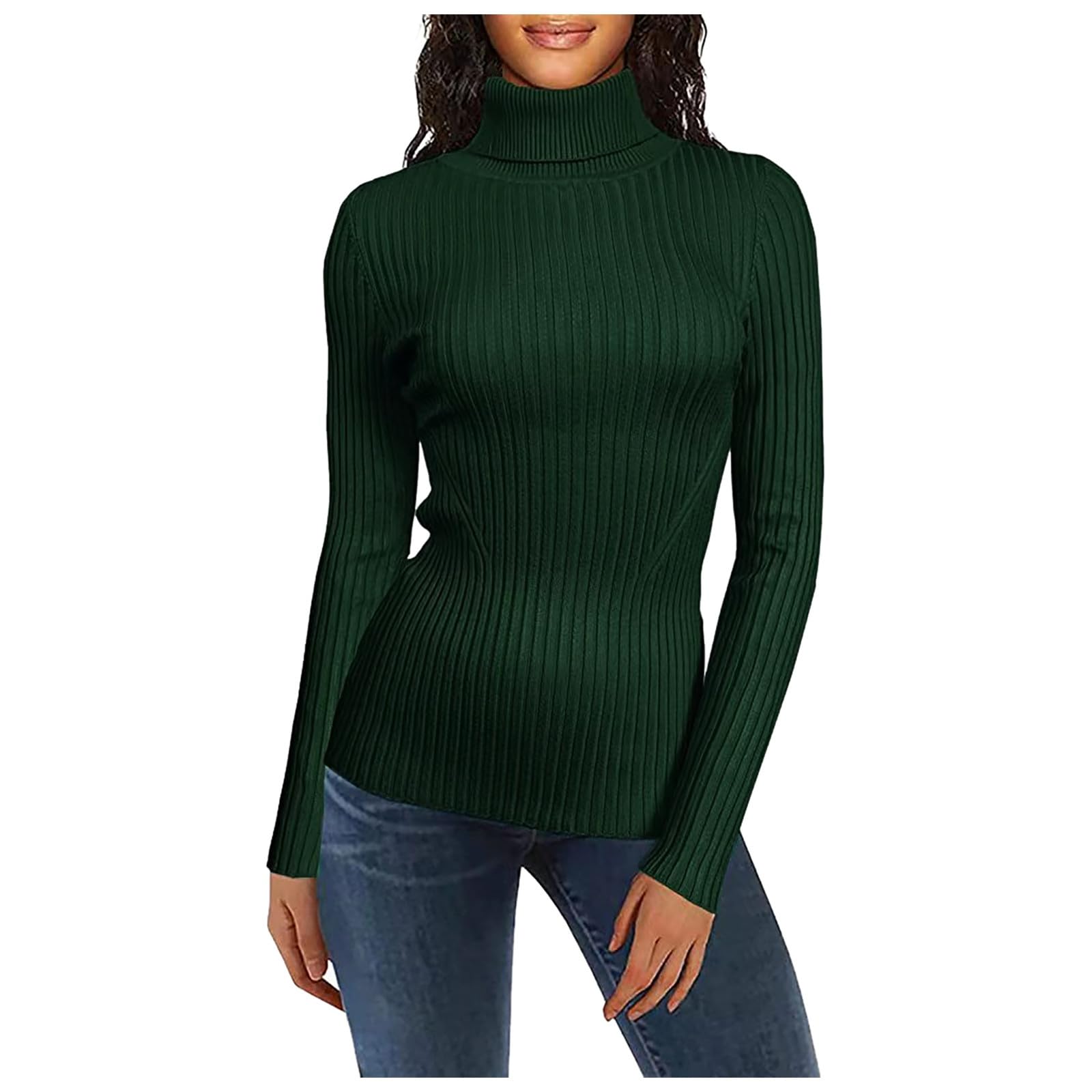 Sweaters for Women Turtleneck Ribbed Base Cute Slimming Warm Stylish Pullover Comfortable Top
