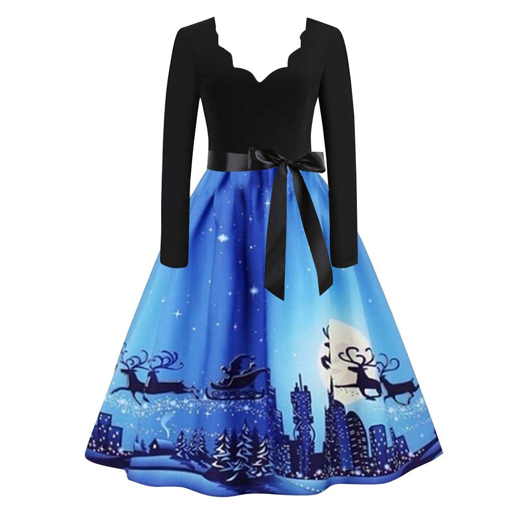 Famisamy Christmas Dress Womenlong Sleeve Christmas Musical Notes Print  Vintage | Desertcart BAHRAIN