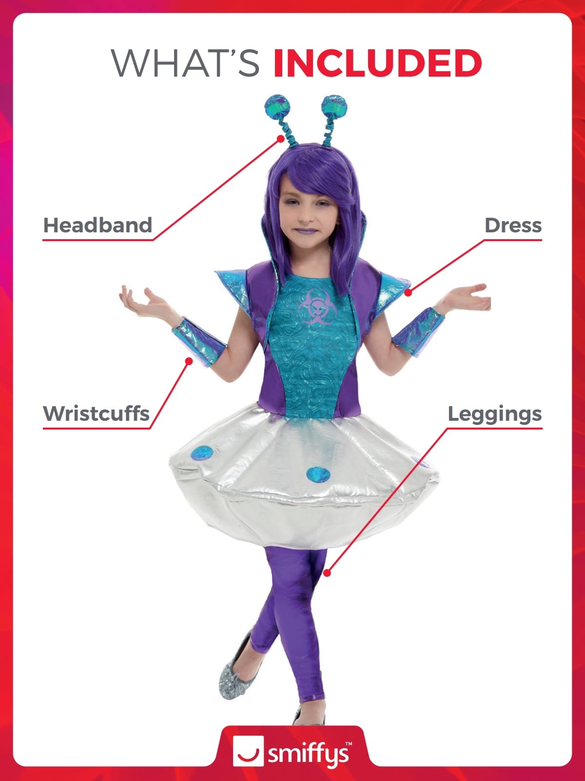 4 stuks Alien kostuum voor kinderen, met tattoo-stickers, buitenaards