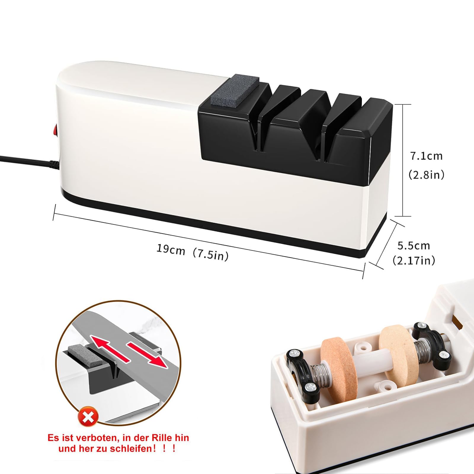 Affilacoltelli Elettrici 3 in 1 Affilacoltelli Elettrici Professionali Diamanti, Affila Coltello Elettrico Multifunzione Per Cucina, Affilatura Veloce e Sicuro, Facile Da Usare